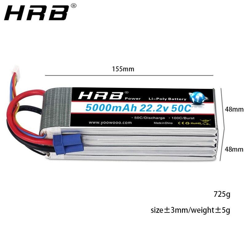 HRB Lipo Battery 6S 22.2V 5000mah - 5200mah 50C XT90 EC5 XT60 T