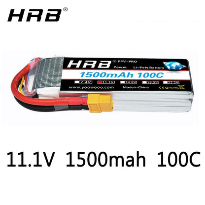 HRB 3S 11.1V 1500mah Lipo Battery - 100C 90x34x22mm For RC Product Like RC Quadcopter, Helicopter, Boat, Car, Airplane - RCDrone