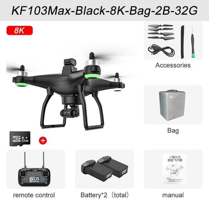 KF103 Drone - 2023 New Obstacle Avoidance Drone 4K HD 8K HD Camera 3-Axis Gimbal Anti-Shake Photography Brushless RC Aircraft Professional Camera Drone - RCDrone
