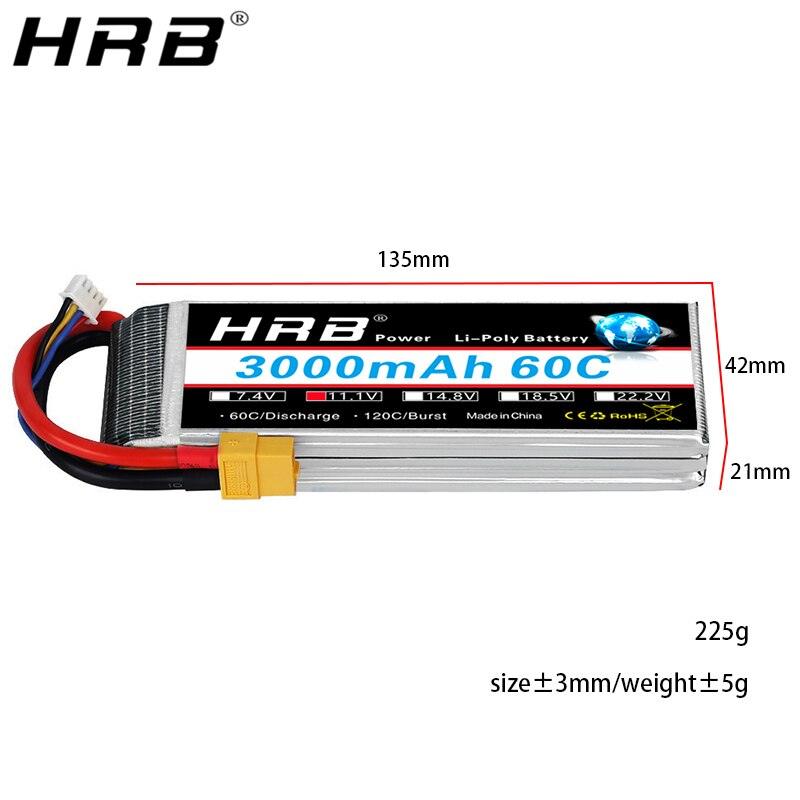 HRB 3S 11.1V 3000mah Lipo Battery - 60C XT60 EC5 T Deans XT90 Connector For Car FPV Airplane Drone Boat Truck RC Parts - RCDrone