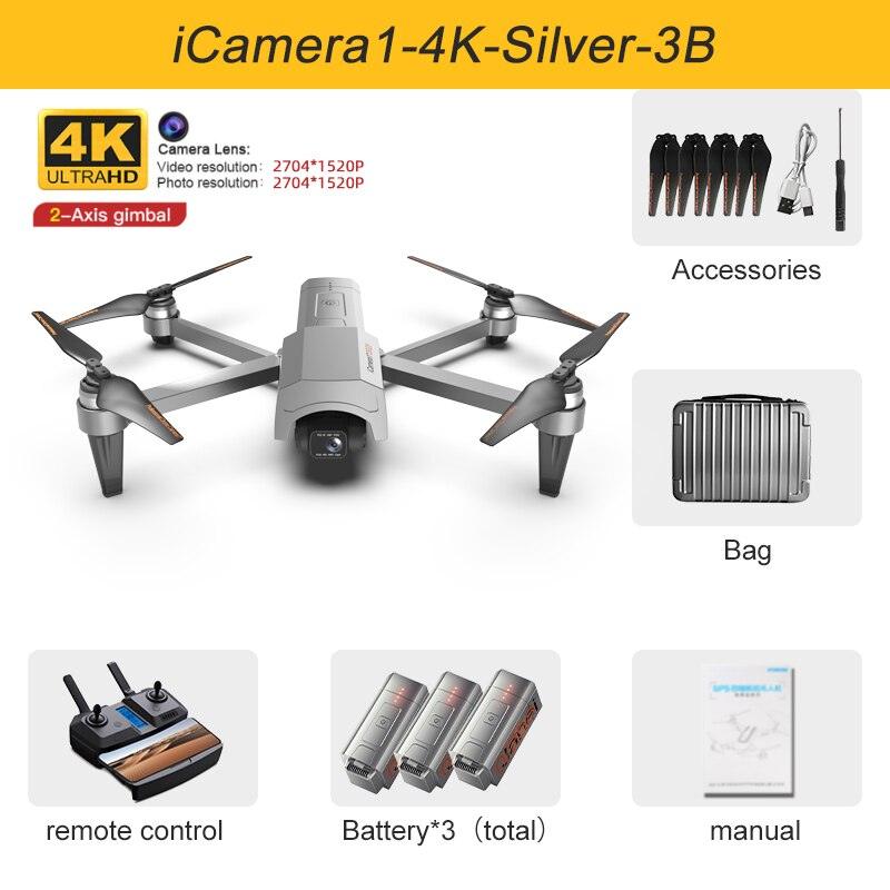 JINHENG iCamera1 GPS Drone - 4K HD Professional HD Camera 2-Axis Gimbal 5G WiFi FPV 30 Minutes 5KM RC Foldable Quadcopter Vs F11 Pro Professional Camera Drone - RCDrone