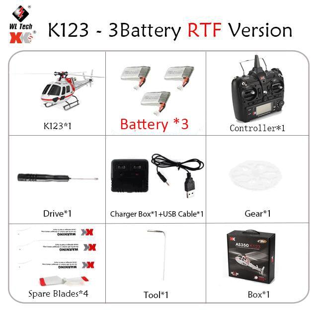 WLtoys XK K123 Rc Helicopter - RTF 2.4G 6CH 3D 6G 6-Axis Modes Brushless Motor RC Quadcopter Helicopter Toys For Kids Gifts - RCDrone