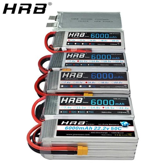 HRB 6000mah Lipo Battery - 50C 3S 2S 7.4V 11.1V 14.8V Deans T XT60 4S 5S 6S 3.7V 18.5V 22.2V 1S RC Helicopter Airplanes Car Parts - RCDrone