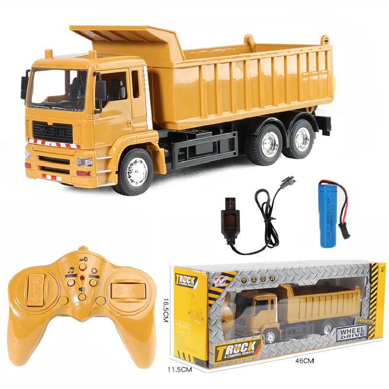 बच्चों के लिए आरसी कारें डंप ट्रक वाहन खिलौने - लड़कों के लिए क्रिसमस जन्मदिन उपहार पीले रंग के ट्रांसपोर्टर इंजीनियरिंग मॉडल समुद्र तट खिलौने