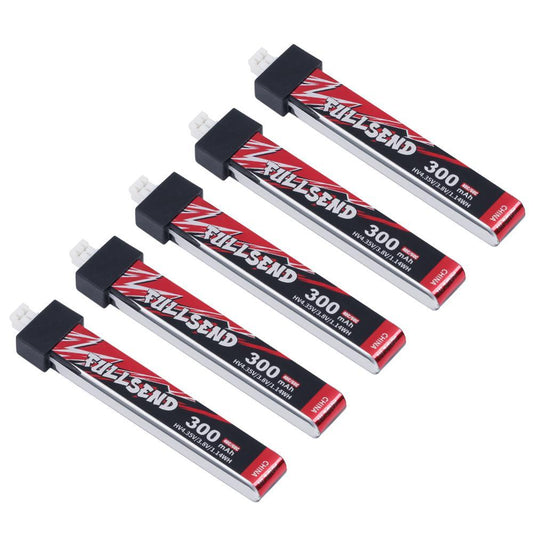 iFlight Fullsend 1S 300mAh Battery - 5pcs HV 40C Lipo Battery with JST-PH2.0 Charge Plug for Alpha A65 Tiny Whoop FPV drone Battery - RCDrone