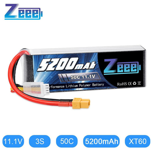 Zeee 3S Lipo Battery - 11.1V 50C 5200mAh XT60 Plug for RC Car Helicopter Quadcopter Boat RC Airplane FPV Drone Battery - RCDrone