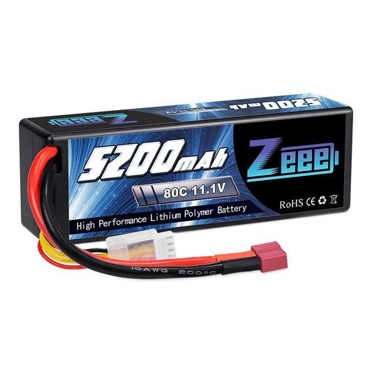 Zeee 11.1V 80C 5200mAh 3S Lipo Battery with Deans Plug Hardcase Battery for RC Car Boat Truck Helicopter Airplane Racing Models FPV Drone Battery - RCDrone