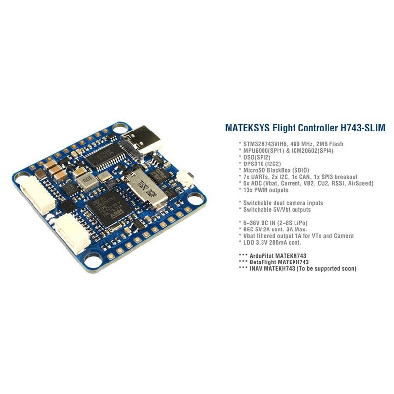 Matek H743-SLIM Flight Controller with OSD - 5V BEC MPU6000 Built-in OSD No Current Sensor for RC Racing Drone Multirotor Multicopter - RCDrone