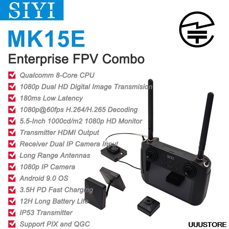 SIYI MK15E Transmitter - Mini HD Handheld Radio System Transmitter FPV Remote Control 5.5-Inch Monitor 1080p 60fps 180ms FPV Japan MIC Certified - RCDrone