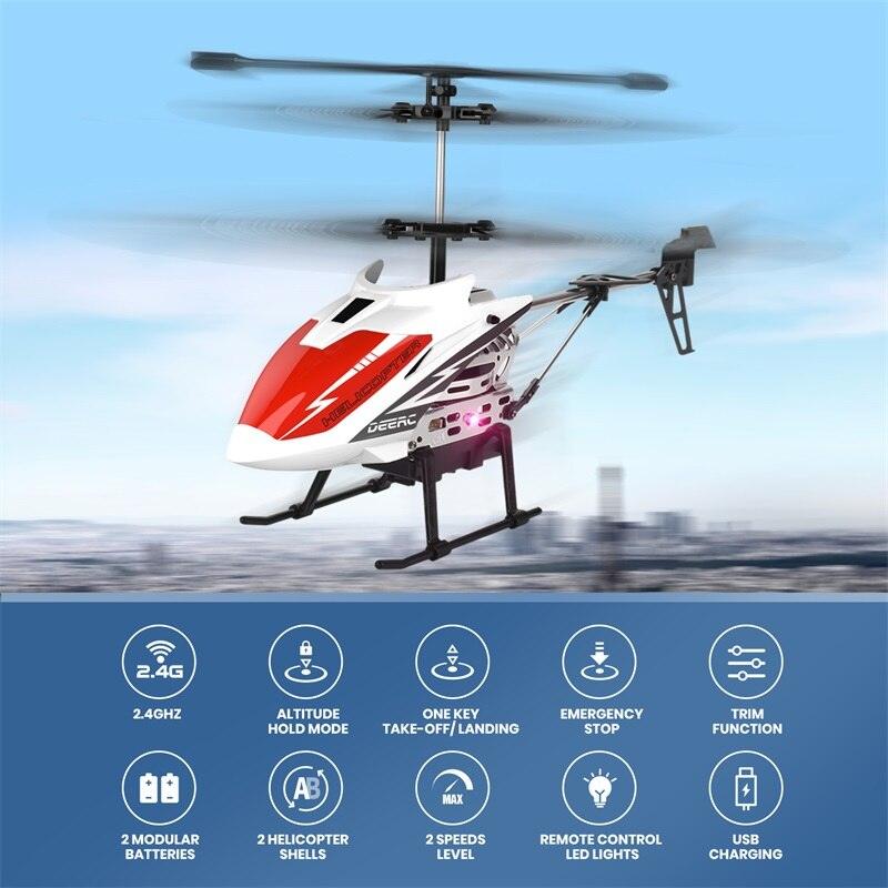 DEERC DE51 Rc Helicopter - Altitude Hold RC Planes With Gyro For Kid Beginner 2.4G Aircraft Indoor Flying Boys Toys - RCDrone