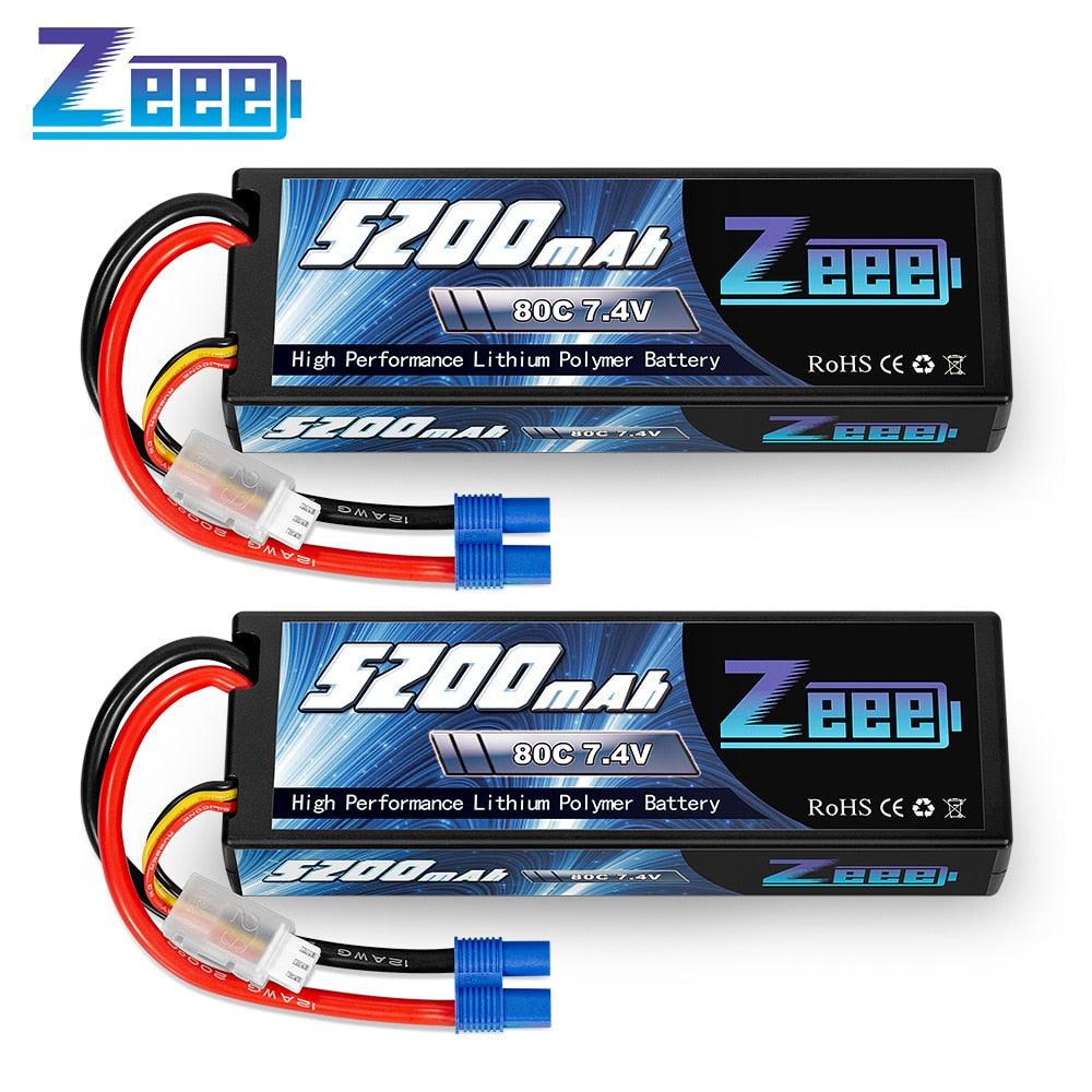 2units Zeee 7.4V 5200mAh 80C 2S Lipo Battery Hard Case with EC3 Plug for RC Car Helicopter Quadcopter UAV Drone FPV Battery High Quality - RCDrone