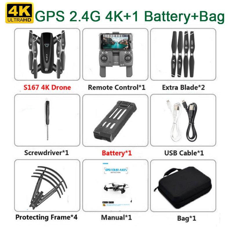KaKBeir S167 Drone - 5G GPS Foldable Profissional Drone with Camera 4K HD Selfie Wide Angle RC Quadcopter Helicopter Toy E520S SG900-S - RCDrone