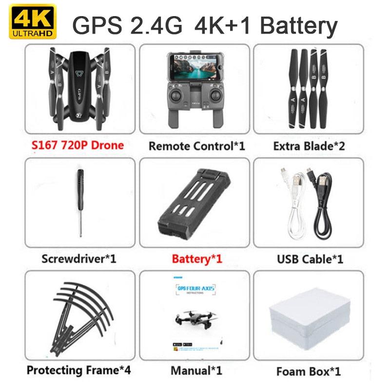 KaKBeir S167 Drone - 5G GPS Foldable Profissional Drone with Camera 4K HD Selfie Wide Angle RC Quadcopter Helicopter Toy E520S SG900-S - RCDrone