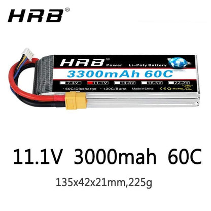 HRB 3S 11.1V 3000mah Lipo Battery - 60C XT60 EC5 T Deans XT90 Connector For Car FPV Airplane Drone Boat Truck RC Parts - RCDrone