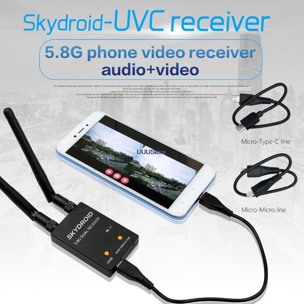 SKYDROID FPV Receiver - UVC Fuav Dual Antenna OTG 5.8G 150CH Full Channel FPV Receiver W/Audio For Android Smartphone Support transmitter - RCDrone