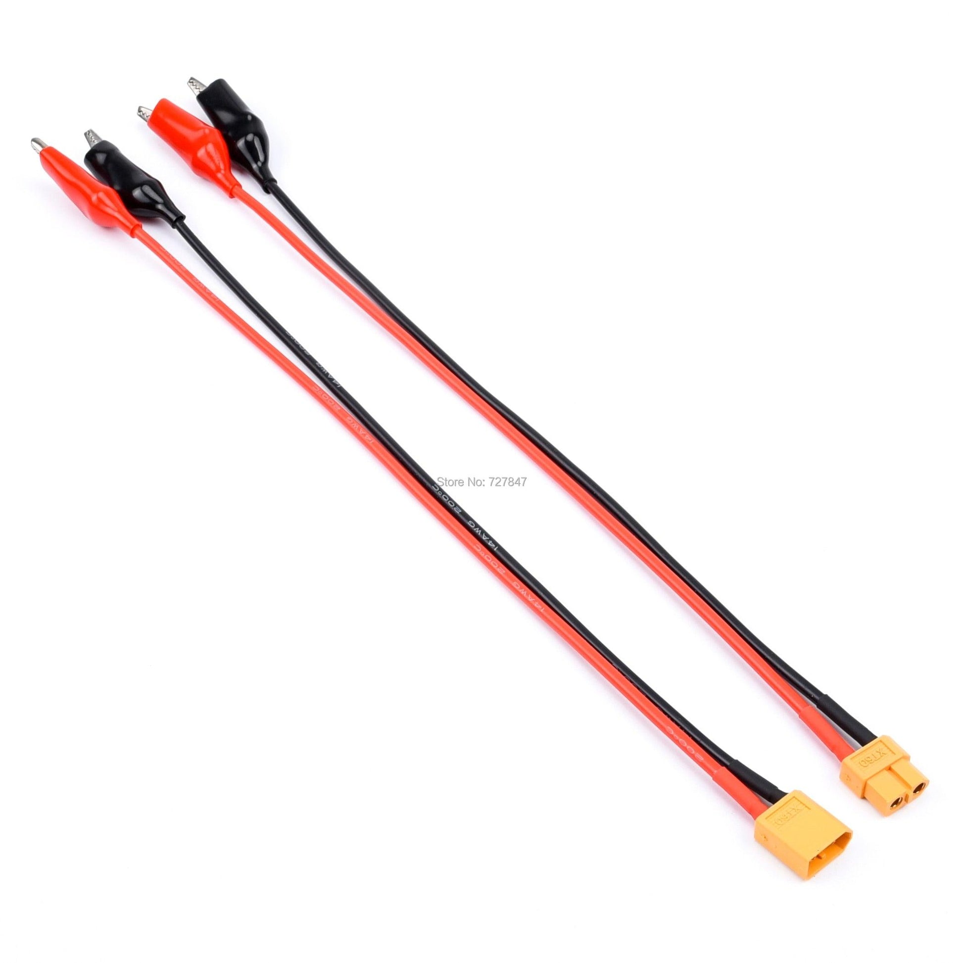 FPV Drone Charger Cable - Universal Charger Cable XT60 Male / Female to Crocodile Clip Conector Plug 14Awg Wire Cable - RCDrone