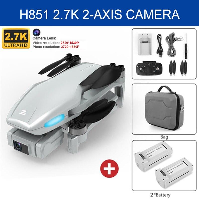H851 GPS Drone - 4K HD Dual Camera Wifi Fpv 2-Axis RC Helicopter Height Hold Headless Mode Professional Foldable Quadcopter RC Toy Professional Camera Drone - RCDrone