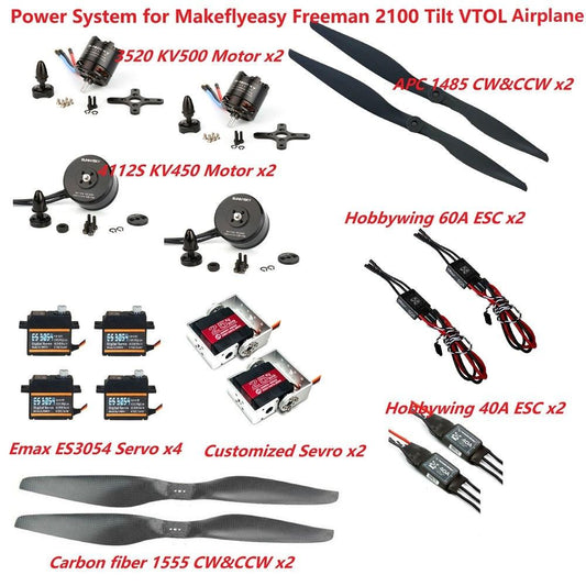 6KG Power System for Makeflyeasy Freeman 2100 Tilt VTOL Factory recommended - RCDrone