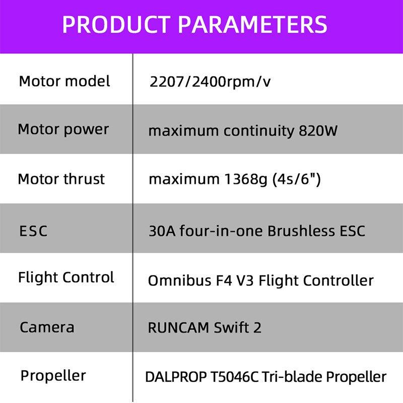 TCMMRC RC Drone FPV Beginner - 220mm FPV Racer RC Drone Omnibus F4 5.8G 40CH 30A Dshot600 2207 2400KV 600TVL CCD ARF - RCDrone