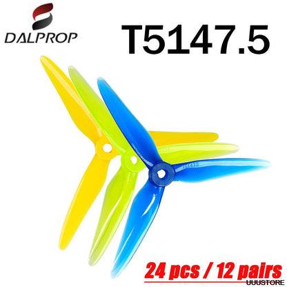 12Pairs /24PCS DALPROP SpitFire T5147.5 5147 No Pop Wash POPO FPV Propeller CW CCW For RC FPV Racing Drone - RCDrone