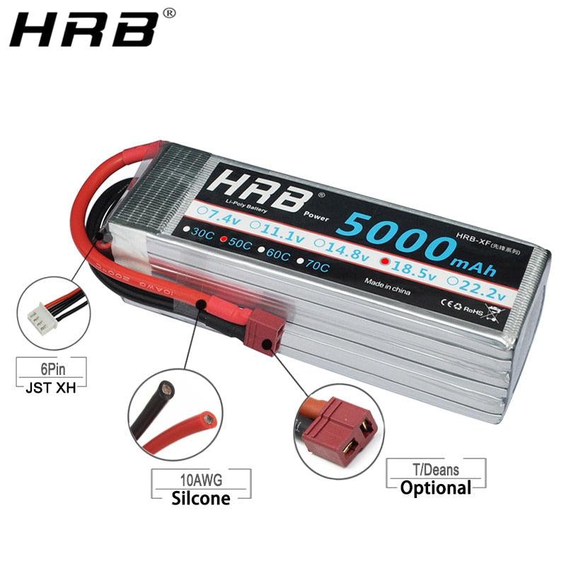 HRB 5S 18.5V Lipo Battery 5000mah - 50C XT90 EC5 XT60 T Deans XT90-S Female For FPV RC Quadcopter Racing Airplanes Car Truck 500 Parts - RCDrone