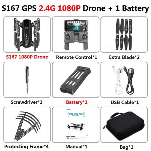 S167 Drone - GPS 5G RC Quadcopter With 4K Camera WIFI FPV Foldable Off-Point Flying Gesture Photos Video Helicopter Toy - RCDrone