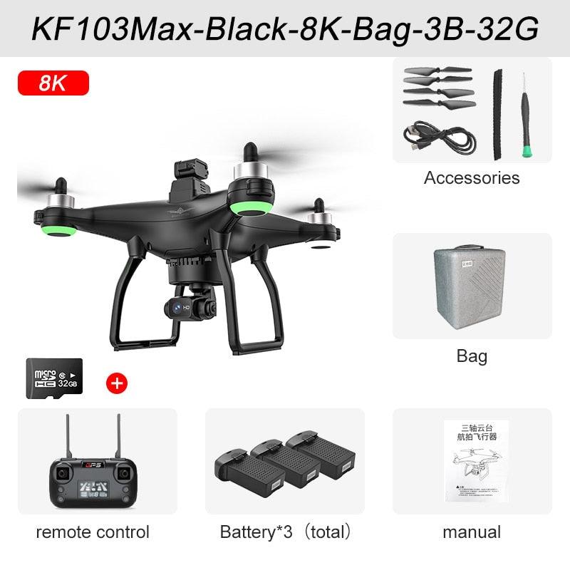 KF103 Drone - 2023 New Obstacle Avoidance Drone 4K HD 8K HD Camera 3-Axis Gimbal Anti-Shake Photography Brushless RC Aircraft Professional Camera Drone - RCDrone