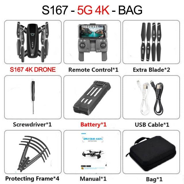 S167 Drone - 2020 New GPS Drone With 4K HD Camera 5G WIFI FPV RC Foldable Quadcopter Drone Flying Gesture Photos Video Helicopter Toy Professional Camera Drone - RCDrone