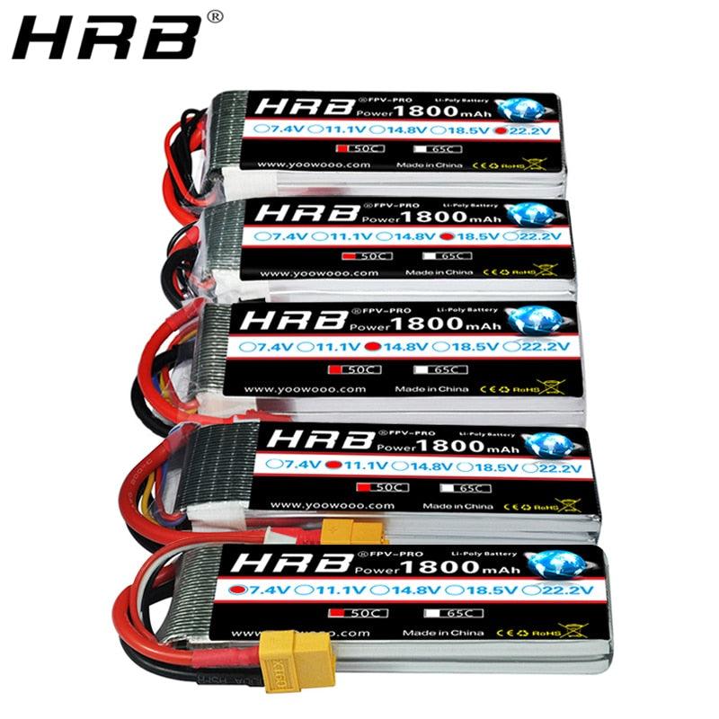 HRB 1800mah 2S 3S Lipo Battery - 7.4V 11.1V XT60 T Deans 50C 14.8V 18.5V 22.2V 4S 5S 6S RC Parts For Mjx Bugs Drone Airplanes Car - RCDrone