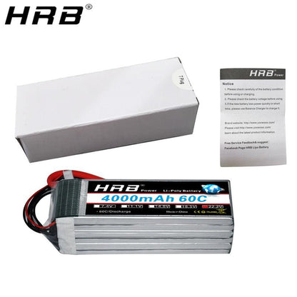 HRB 22.2V 4000mah Lipo 6S Battery - XT60 Deans T XT90 EC5 For MultiCopter Quadcopter Racing Airplane Buggy Cars Truck RC FPV Drone Parts - RCDrone