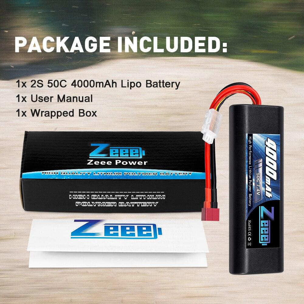 Zeee 7.4V 50C 4000mAh Lipo Battery with Deans Plug Hardcase 2S Lipo Battery for RC Car Truck Helicopter Airplane RC Hobby Parts FPV Drone Battery - RCDrone