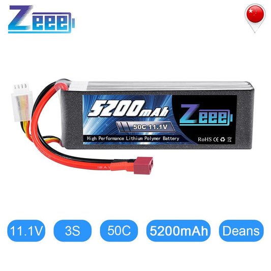 Zeee 3S 5200mAh Battery - 50C 11.1V RC LiPo Battery with Deans Plug for RC Car Quadcopter Helicopter Boat RC Airplane Racing Hobby Battey FPV Drone Battery - RCDrone