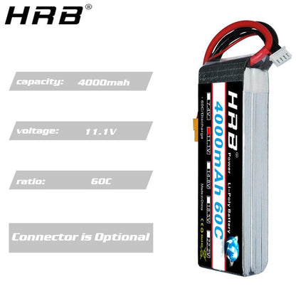 HRB 3S 11.1V Lipo Battery 4000mah - XT60 XT90 T Deans EC5 XT90-S 60C For Trex 500 Helicopter Airplane FPV Drone Car Boat RC Parts - RCDrone