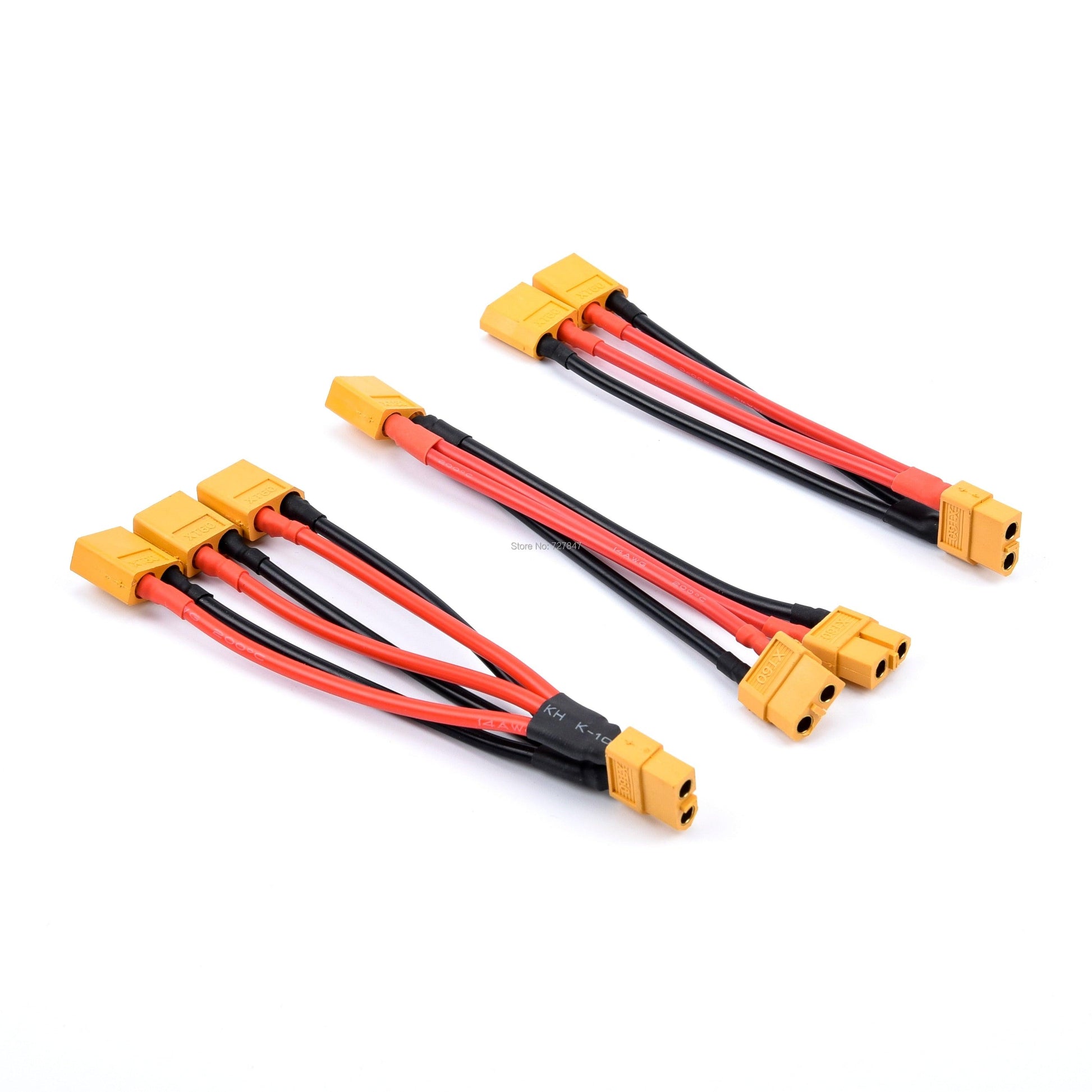 XT60 Parallel Drone Battery Connector - Male/Female Cable Dual Extension Y Splitter/ 3-Way 14AWG Silicone Wire for RC Battery Motor FPV Drone Accessories - RCDrone