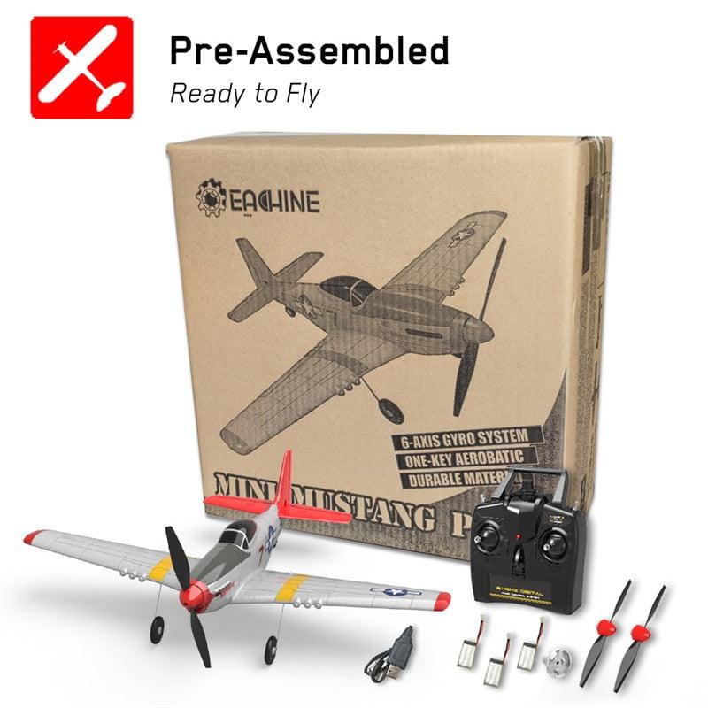 Eachine Mini P-51D Rc AirPlane - EPP 400mm Wingspan 2.4G 6-Axis Electric RC plane Trainer 14mins Fight Time Fixed Wing RTF for Beginner - RCDrone