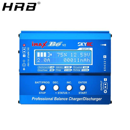 Skyrc iMax B6 V2 Charger - Lipo LiHV NiMh LiFe Battery Balance LCD Screen RC Parts 60W 6A Discharger with XT60 Plug Charging Wire - RCDrone