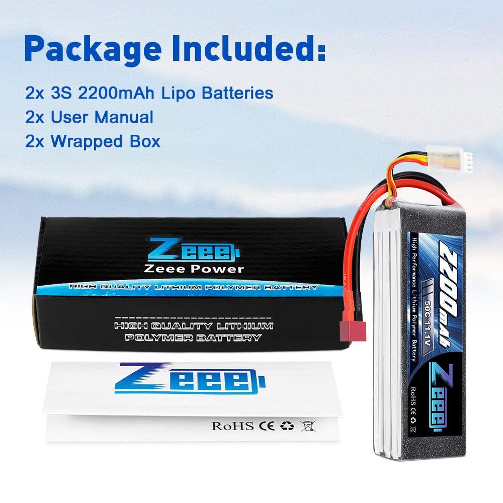 2units Zeee LiPo Battery 11.1V 3S 2200mAh 50C for RC Car with Deans Plug For RC Helicopter Drone Boat Airplane FPV Battery - RCDrone