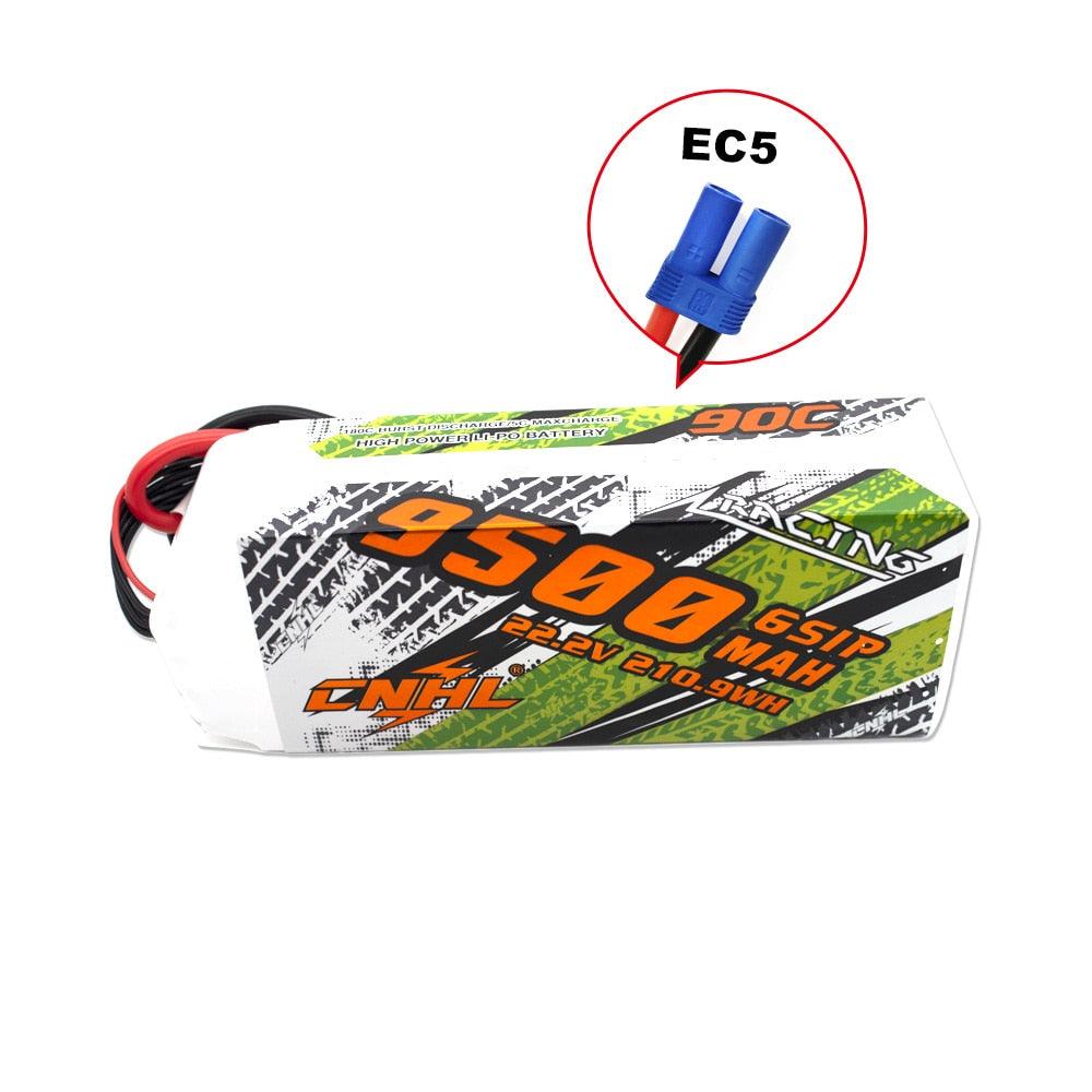 CNHL Lipo 6S 22.2V 9500mAh Battery For FPV Drone - 90C With EC5 Plug For RC Cars Parts Boats Vehicle Tank Helicopter Airplane Jet Edf Speedrun - RCDrone