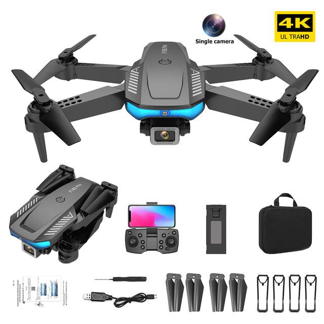 Drone RC avec double caméra 4K HD, quadricoptère RC 1080P avec 2 batteries,  mode sans tête d'évitement d'obstacles, contrôle gestuel débutant (noir)