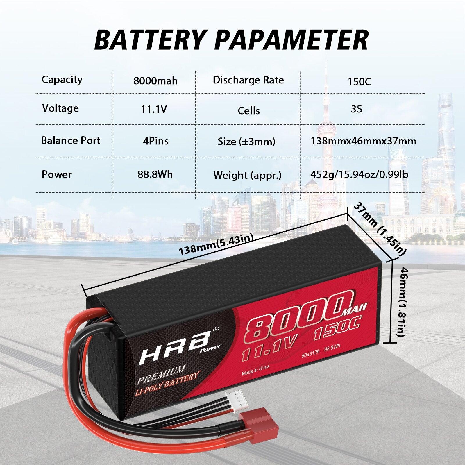 Zeee 3S Lipo batteri 8000mAh 11,1V 100C 3S hårt batteri fodral med