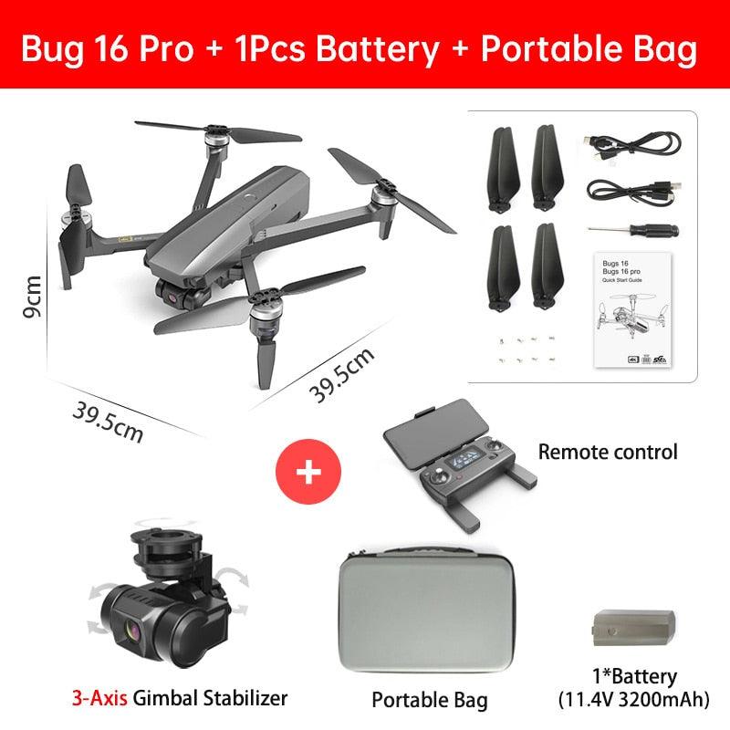 MJX Bug 16 Pro Drone - 3-Axis Gimbal 4K HD EIS Camera GPS Wifi FPV RC Quadcopter Brushless Motoe Foldable Profesional Dron Helicopter Professional Camera Drone - RCDrone