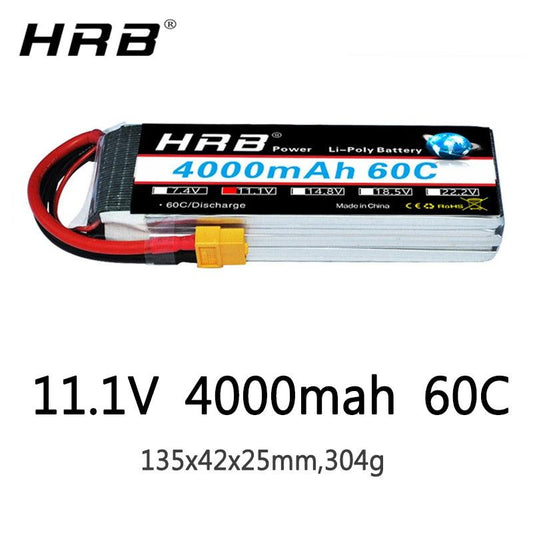 HRB 3S 11.1V Lipo Battery 4000mah - XT60 XT90 T Deans EC5 XT90-S 60C For Trex 500 Helicopter Airplane FPV Drone Car Boat RC Parts - RCDrone