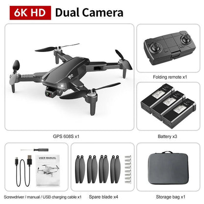 S608 Pro GPS Drone - 4k Profesional 6K HD Dual Camera Aerial Photography Brushless Foldable Quadcopter RC Distance 3KM Professional Camera Drone - RCDrone