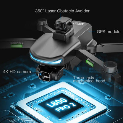 L800 Pro 2 Drone 4K HD Professional GPS FPV With Camera 3-Axis Gimbal 5G WIFI Dron Obstacle Avoidance Brushless Motor RC Quadcopter Professional Camera Drone - RCDrone