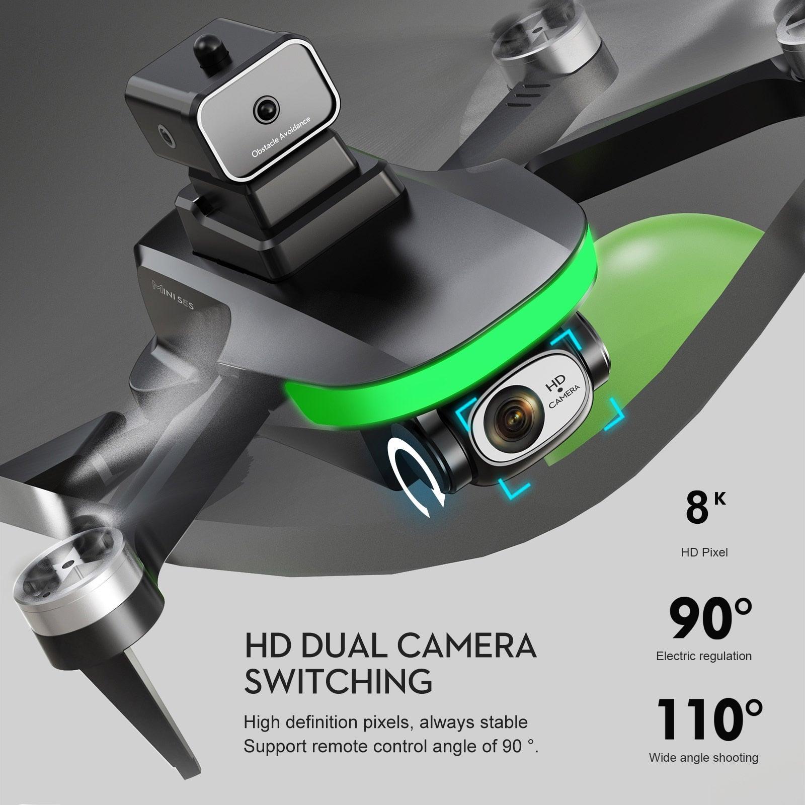 S5S Drone - 4k Profesional 8K HD Camera Obstacle Avoidance Aerial Photography Brushless Foldable Quadcopter 1.2km - RCDrone