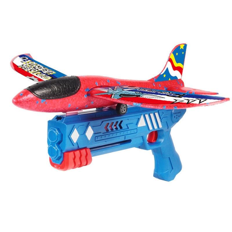 Airplane Launcher Toy - Foam Plane 10M Launcher Catapult Airplane Gun Toy Children Outdoor Game Bubble Model Shooting Fly Roundabout Toys - RCDrone