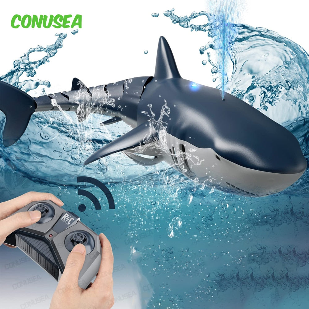 Smart Rc Shark whale Spray Water Toy - Remote Controlled Boat ship Submarine Robots Fish Electric Toys for Kids Boys baby Children