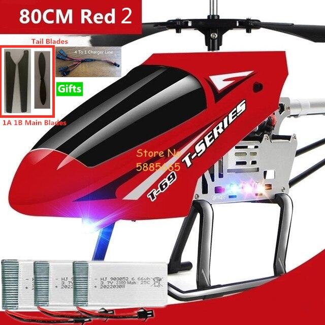 80CM Rc Helicopter - Big Alloy Remote Control Helicopter Model Dual Flexible Propeller Anti-Crash LED Colorful Light Electric RC Helicopter Toy - RCDrone