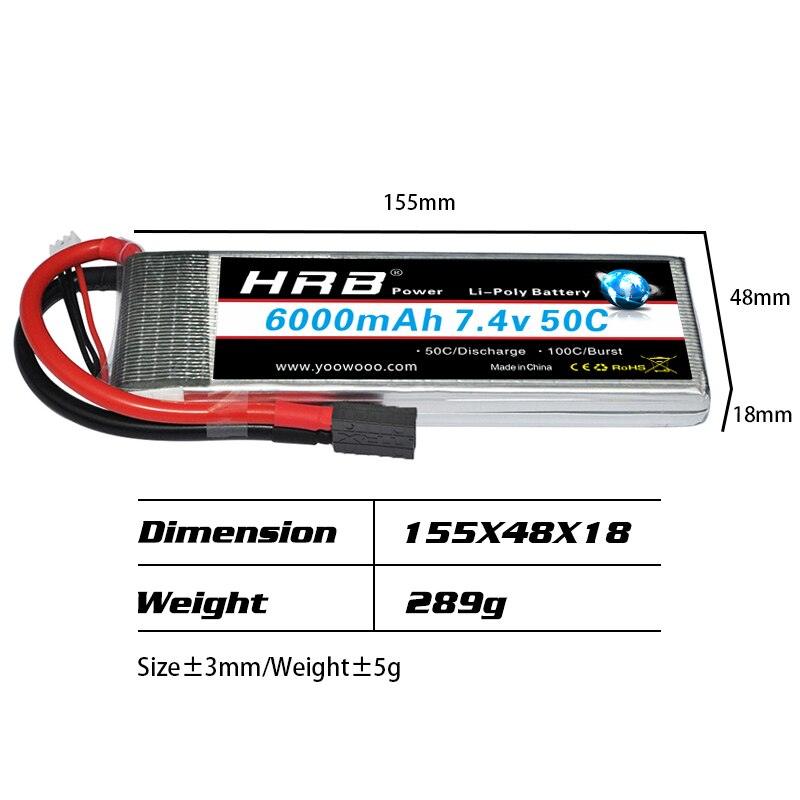 HRB 2S Lipo Battery 7.4V 6000mah - 60C XT60 T EC2 EC3 EC5 XT90 XT30 for For RC Car Truck Monster Boat Drone RC Toy - RCDrone