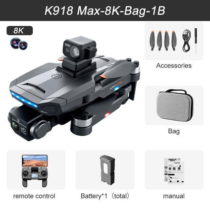 JINEHNG K918 MAX GPS Drone - 4K HD Dual HD 8K HD Camera Professional Obstacle Avoidance Brushless Foldable Quadcopter RC Distance 1200M Professional Camera Drone - RCDrone